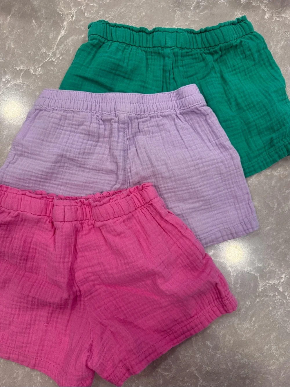 GAP Kids Gauze Shorts Bundle Pink Purple Green Cotton Pull-On Size S 6-7